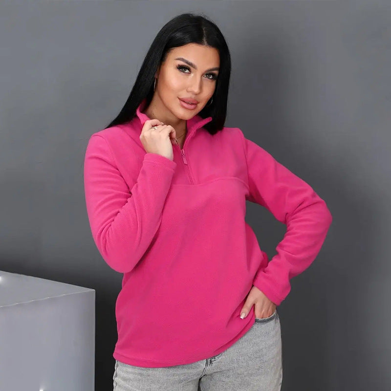Damen Fleeceoberteil mit kurzem Halbzip und Stehkragen – Auréline