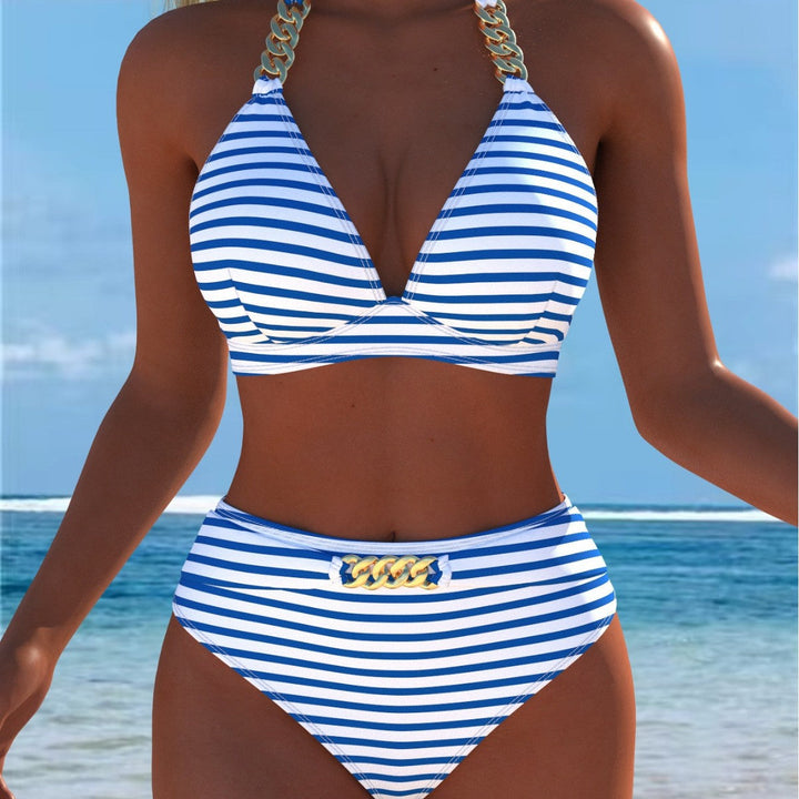 Damen Bikini mit luxuriösem Marmormuster und edlen Details Echoarchiv