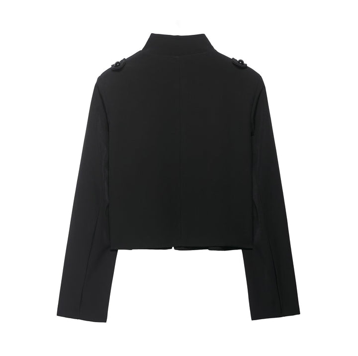 Damen Cropped Militärblazer mit Stehkragen und dekorativen Froschverschlüssen Echo Archiv
