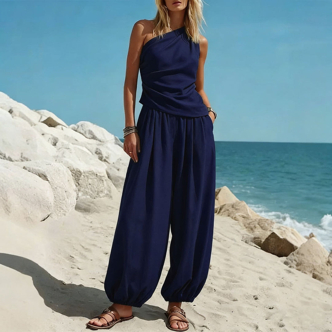 Damen Elegantes Einteiler-Outfit mit Fließendem Schnitt und One-Shoulder-Design Echo Archiv