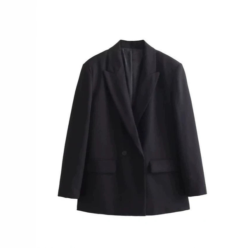 Damen Doppelreihiger Boxy-Blazer mit kastiger Silhouette und Reverskragen Echoarchiv