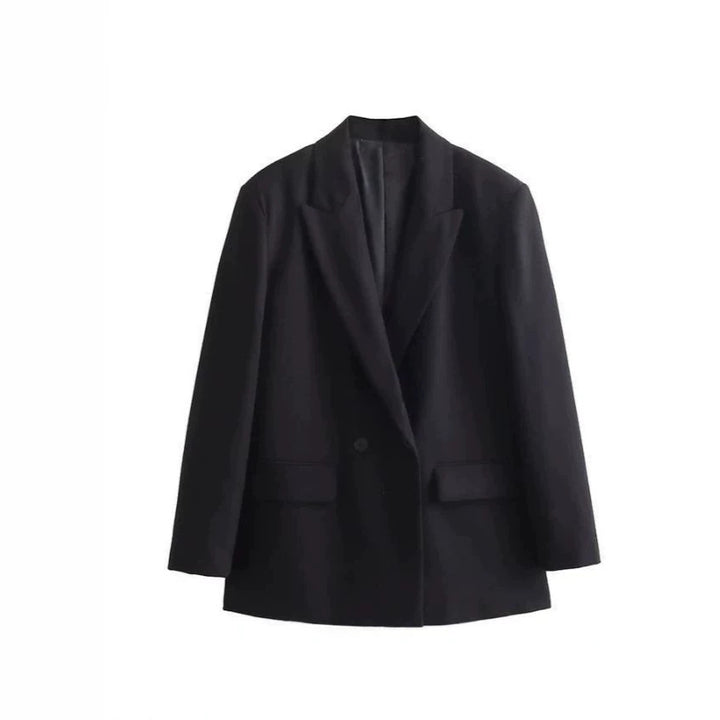 Damen Doppelreihiger Boxy-Blazer mit kastiger Silhouette und Reverskragen Echoarchiv