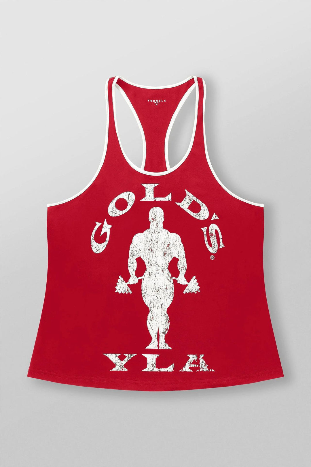 Herren nan athletisches Stringer Tanktop rückenfreier Schnitt mit Kontrastpaspel und Kraftsportmotiv Echo Archiv