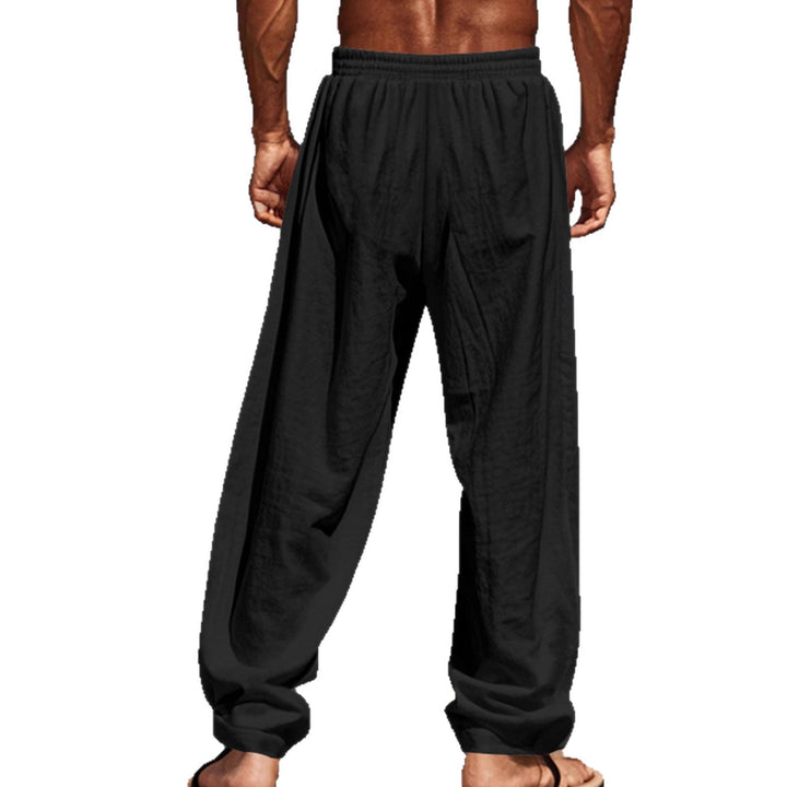 Herren Bequeme Leinenhose mit elastischem Bund und seitlichen Taschen Echoarchiv