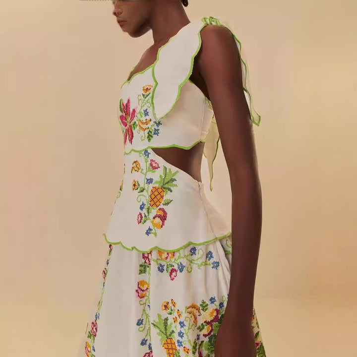 Damen Sommerkleid mit aufwendiger floralem Stickdesign Echo Archiv