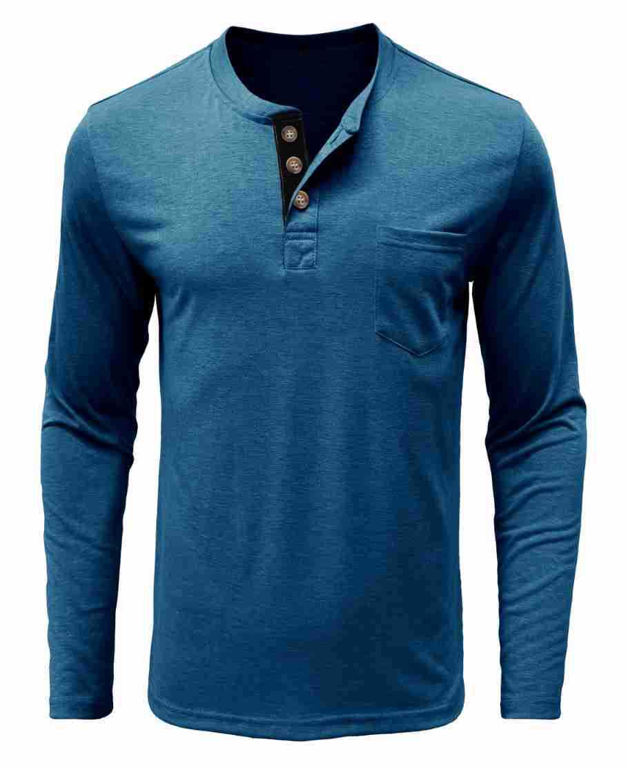 Herren Langarm-Henley-Shirt mit modischen Knöpfen Echoarchiv