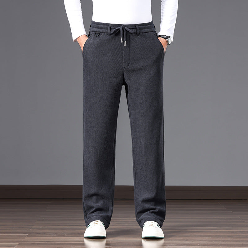 Herren Lässige Relaxed-Fit Baumwoll-Mix Freizeithose mit Kordelzug und geradem Bein Echo Archiv