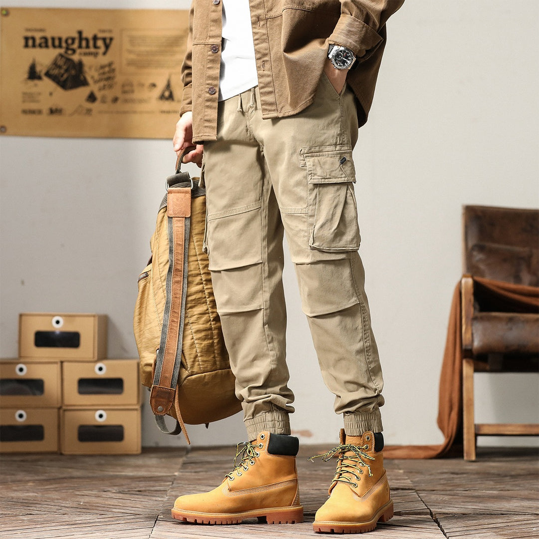 Herren Utility-Cargo-Jogginghose mit Tunnelzug, Multifunktionstaschen und elastischen Bündchen Echoarchiv