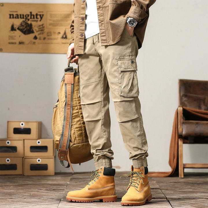 Herren Utility-Cargo-Jogginghose mit Tunnelzug, Multifunktionstaschen und elastischen Bündchen Echoarchiv