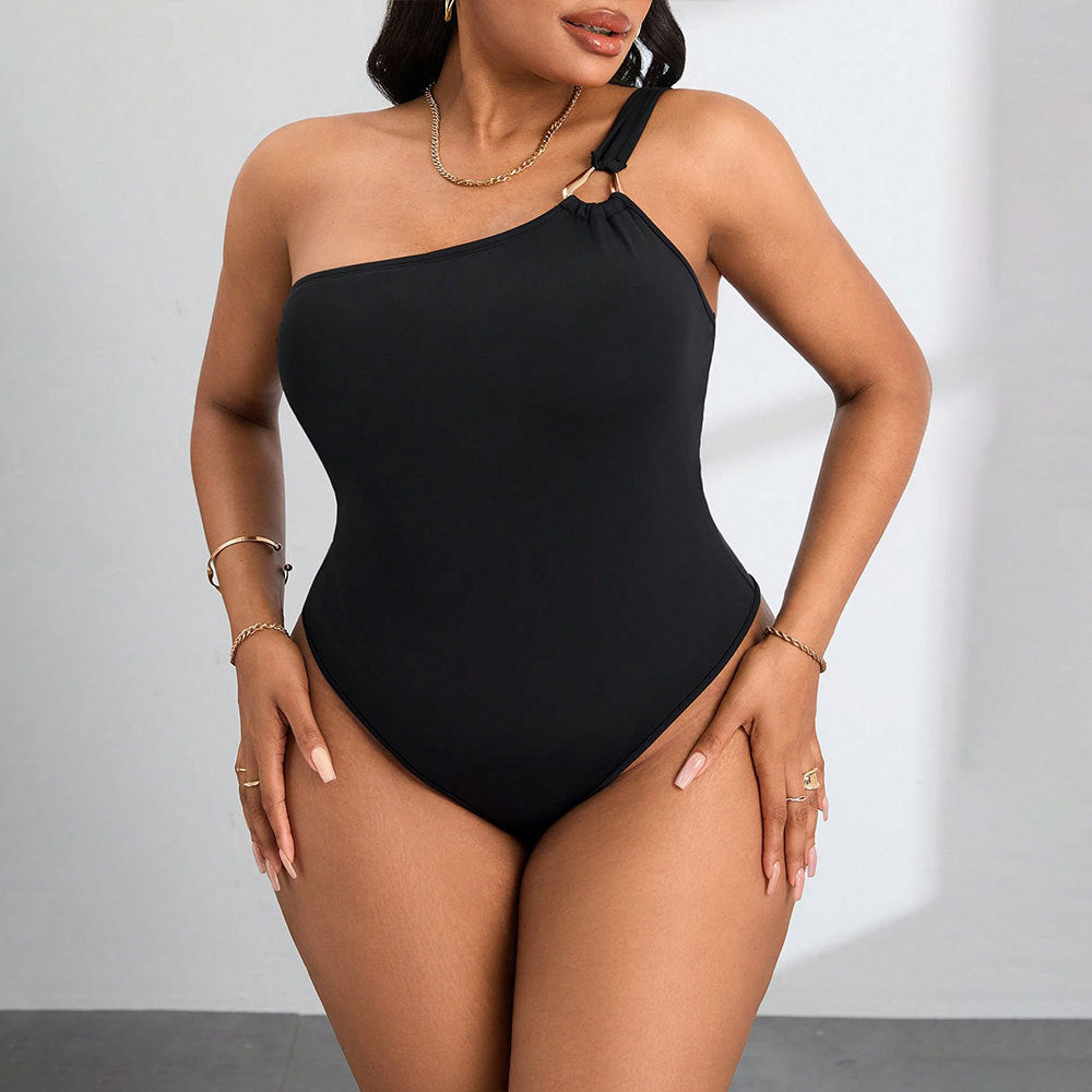 Damen Einteiler Badeanzug mit asymmetrischem Design und raffiniertem Schulterdetail Echo Archiv