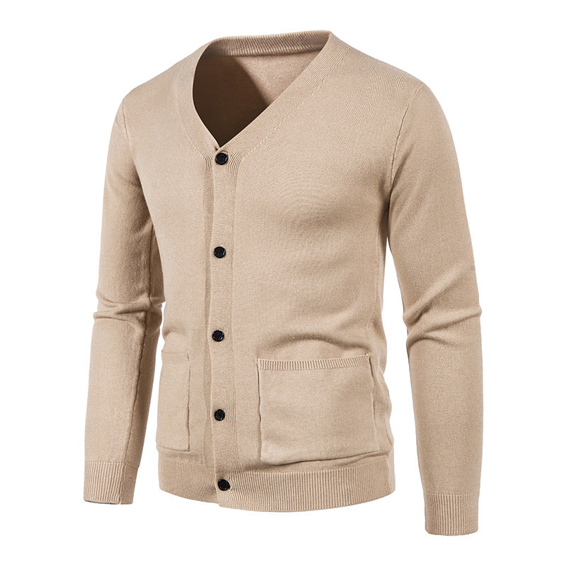 Herren nan schlanker Feinstrick-Cardigan mit V-Ausschnitt, Knopfleiste und aufgesetzten Taschen Echo Archiv
