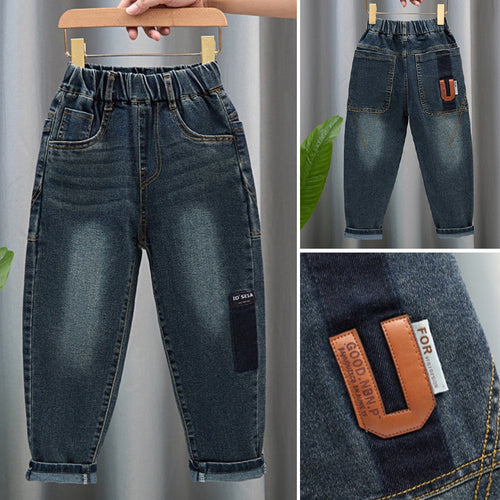 Unisex modische Denim-Hose mit elastischem Bund und großen Taschen Echo Archiv