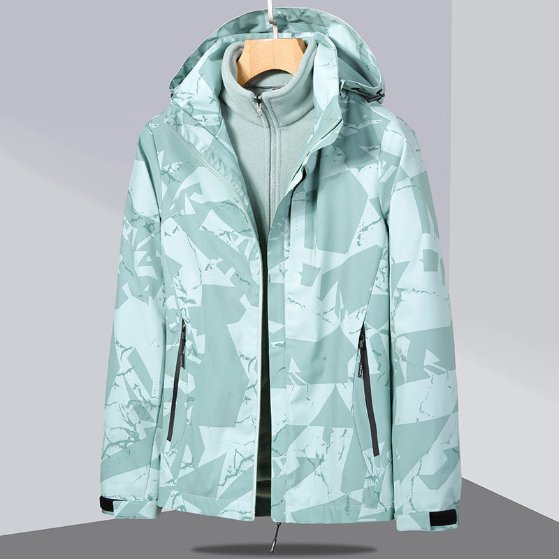 Damen zweilagige Softshelljacke mit abnehmbarer Fleece-Innenjacke und Kapuze Echo Archiv