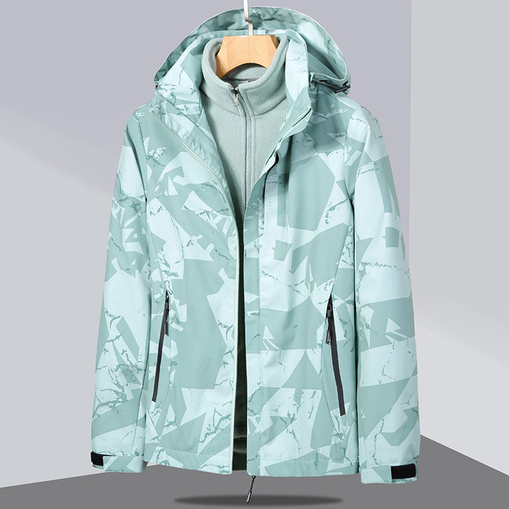 Damen zweilagige Softshelljacke mit abnehmbarer Fleece-Innenjacke und Kapuze Echo Archiv
