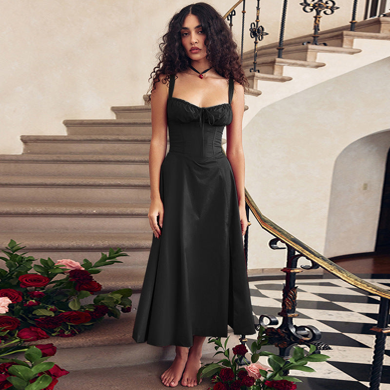 Damen Elegantes Maxikleid mit gerafftem Oberteil und ausgestelltem Rock Echo Archiv