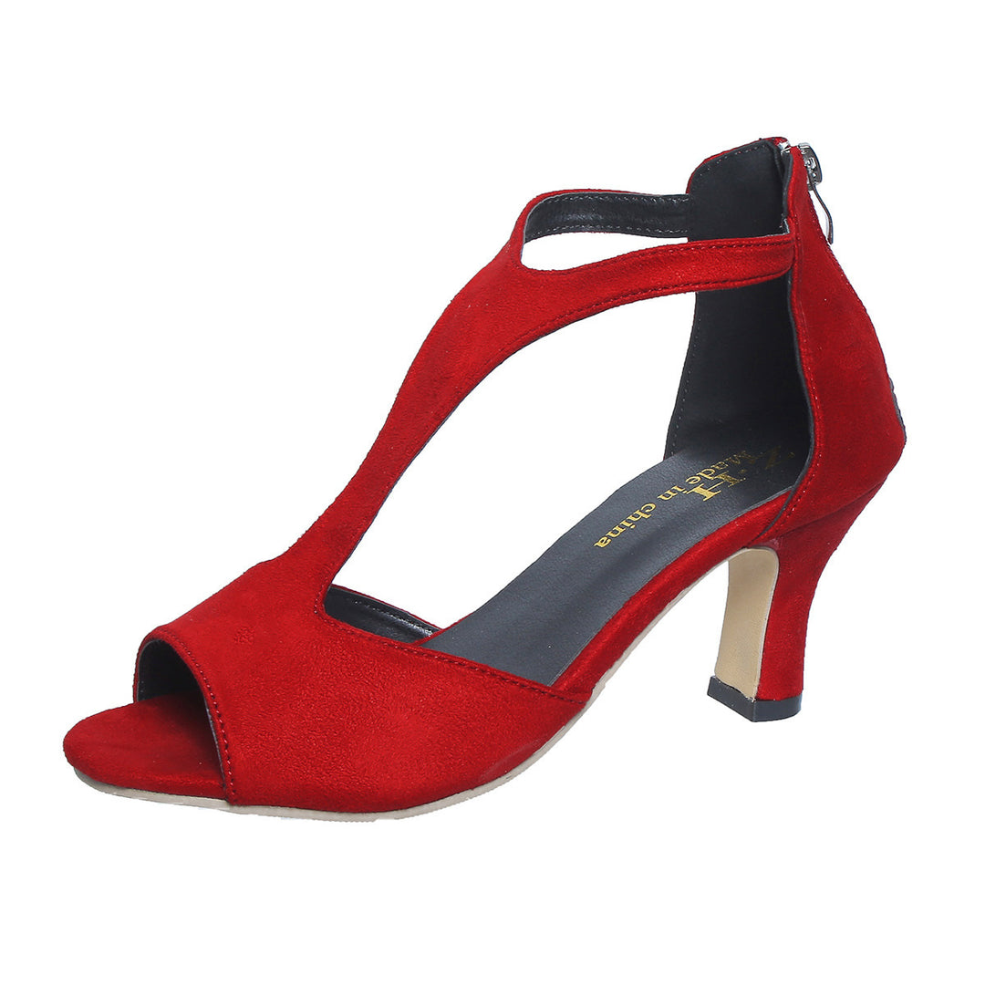 Damen nan elegante T-Riemchen Sandalette mit Fersenreißverschluss und mittelhohem Absatz Echo Archiv