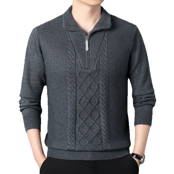 Herren Strickpullover mit hochabschließendem Kragen und durchgehendem Reißverschluss Echoarchiv