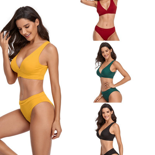 Damen Bikini-Set mit sportlichem V-Ausschnitt und hohem Taillenslip Echo Archiv