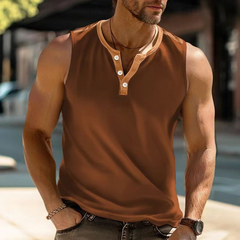 Herren Ärmelloses Poloshirt mit stilvollem Knopfverschluss Echoarchiv