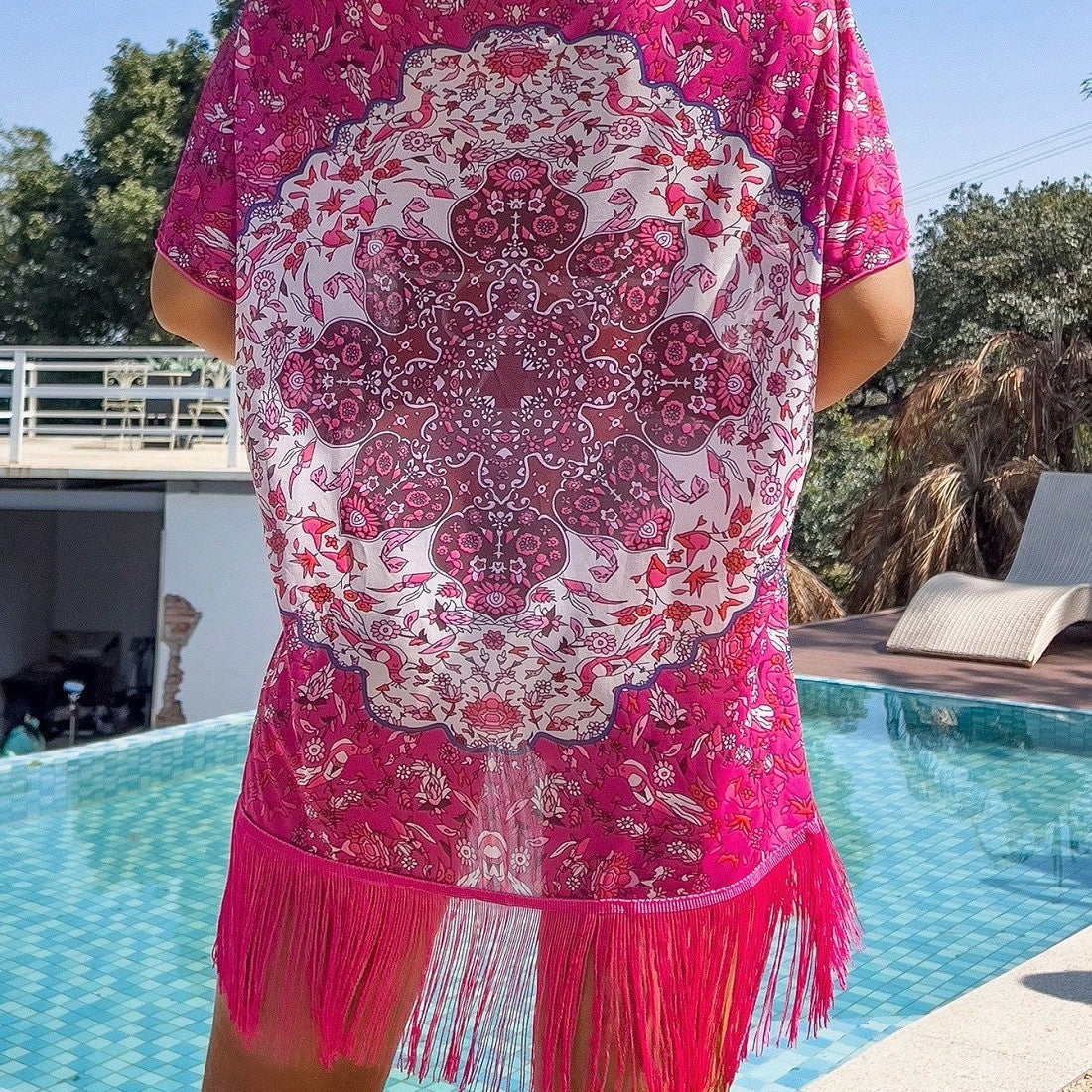 Damen Strandtunika mit verspieltem Fransen-Design – Avérine