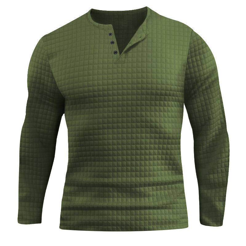 Herren Langarmshirt mit strukturiertem Design und Knopfleiste Echoarchiv