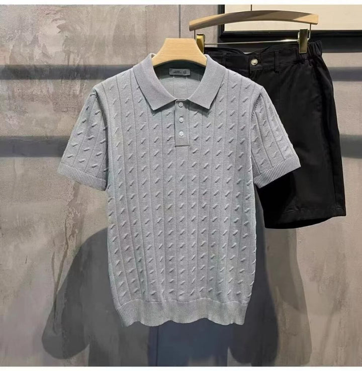 Herren Elegantes Kurzarm-Polohemd mit strukturiertem Design Echo Archiv