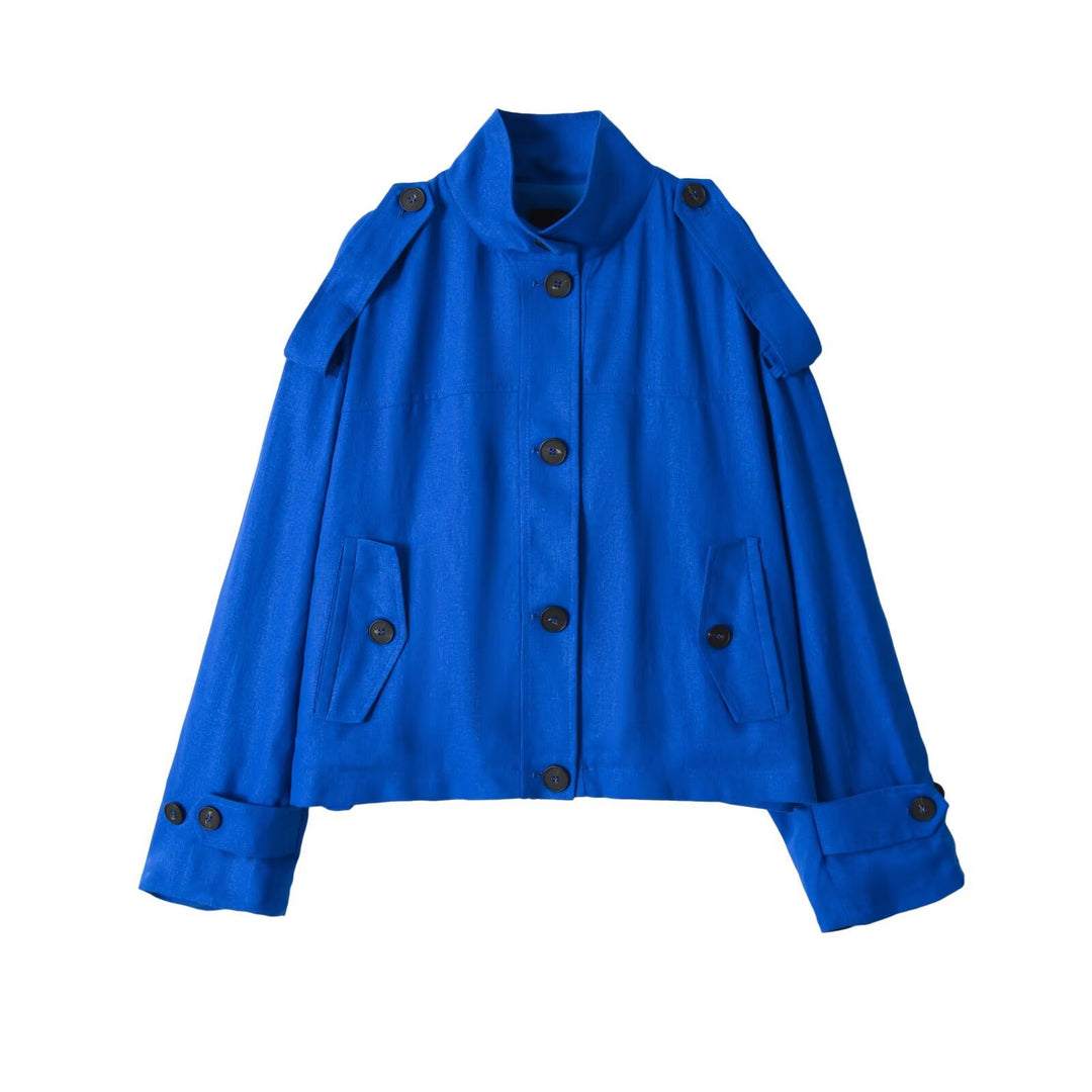 Damen Kurzer Trenchcoat mit Stehkragen und Schulterklappen Echo Archiv