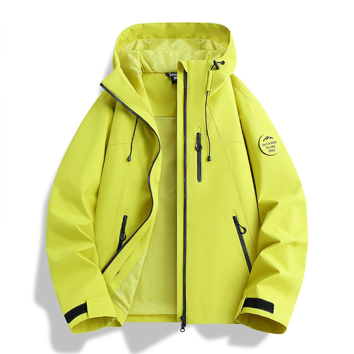 Damen Leichte wasserdichte Kapuzenjacke mit Teddy‑Charm und verdeckten Reißverschlusstaschen Echoarchiv