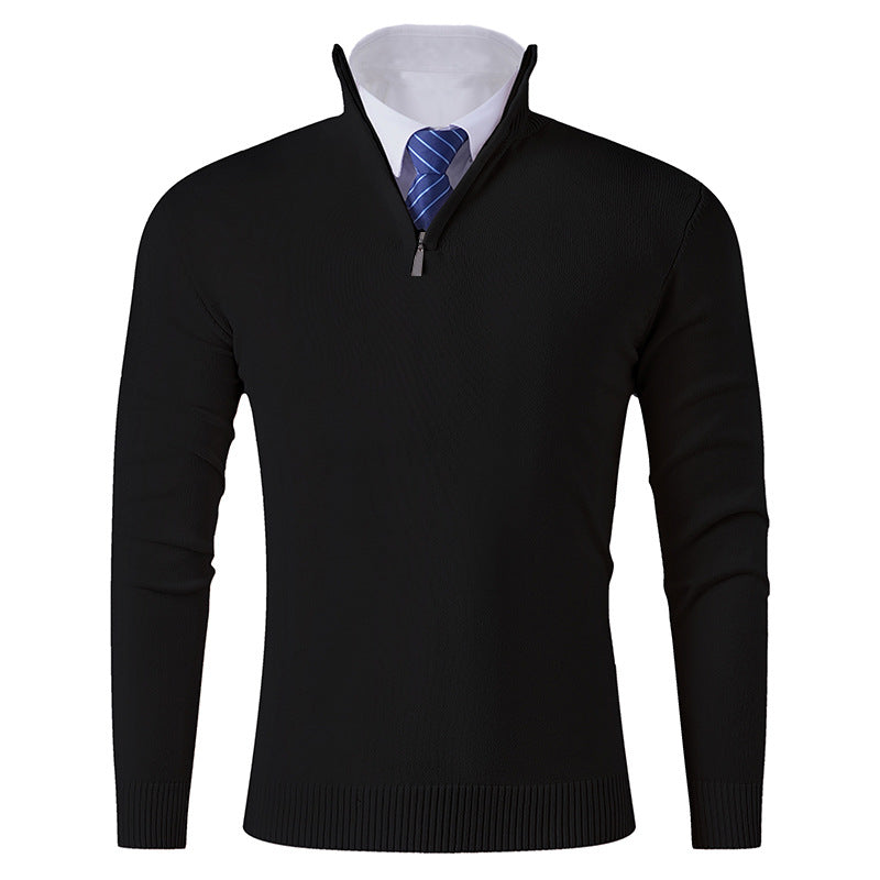 Herren eleganter Stehkragenpullover mit Reißverschluss Echoarchiv
