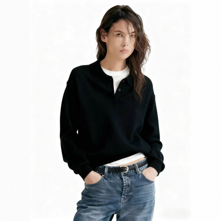 Damen Lässiger Polopullover aus weichem Strick Echo Archiv