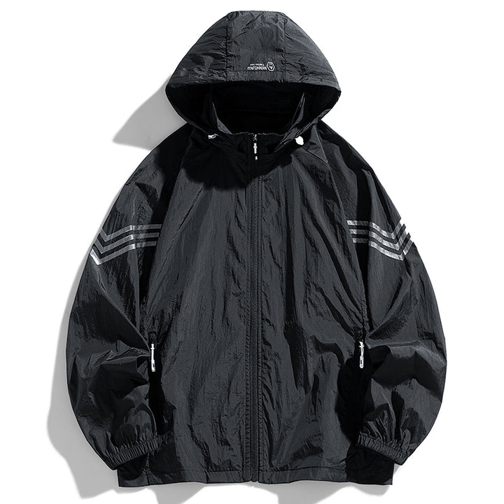 Herren Leichte Windbreakerjacke mit Kapuze und praktischen Taschen Echo Archiv
