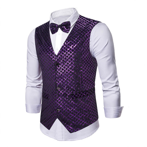 Herren elegante Paillettenweste mit passendem Fliegenbinder Echoarchiv