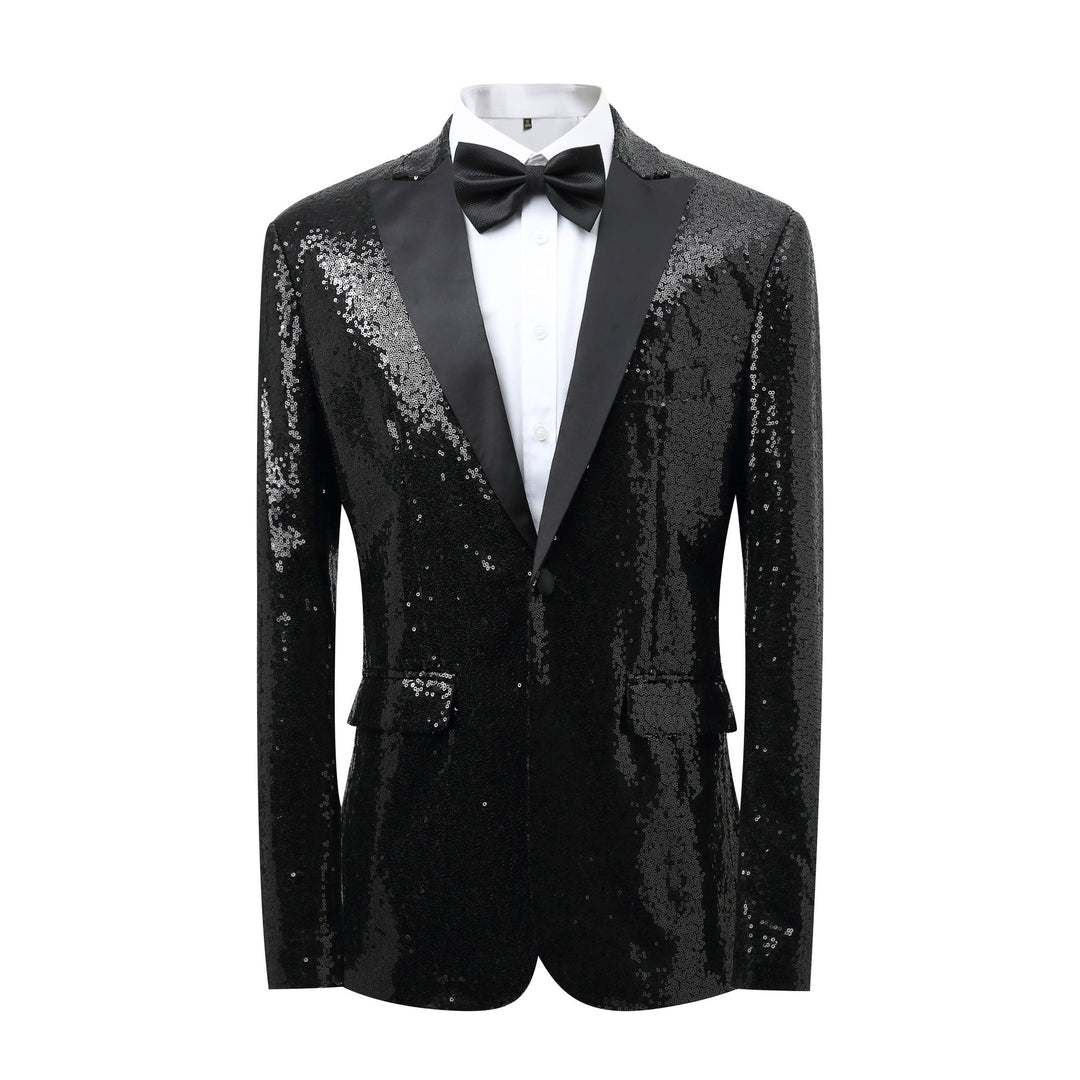 Herren Glänzender Paillettenblazer mit klassischem Revers Echoarchiv