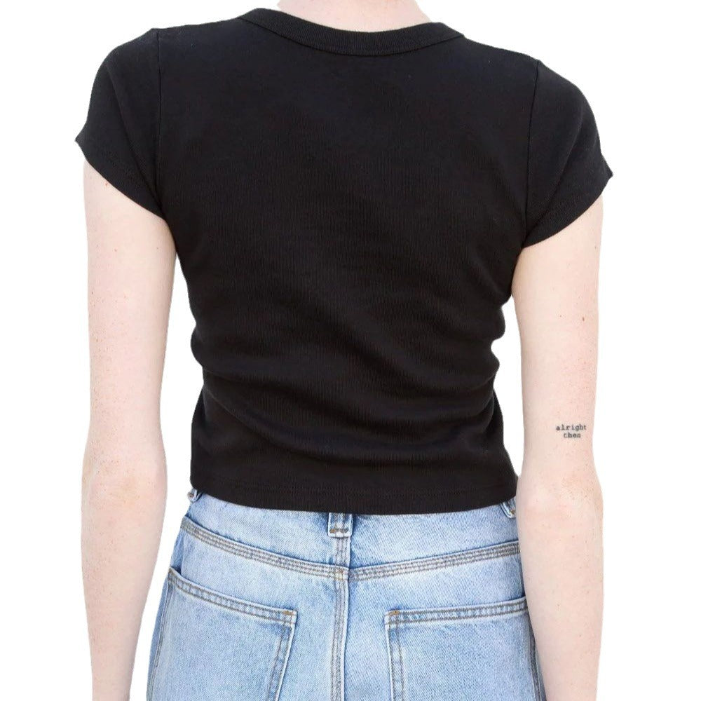 Damen Crop-Top mit kreativem Grafikdruck und lässigem Schnitt Echo Archiv