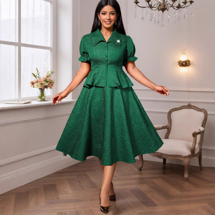 Damen elegantes Kleid mit Vintage-Details und voluminösem Rock Echo Archiv