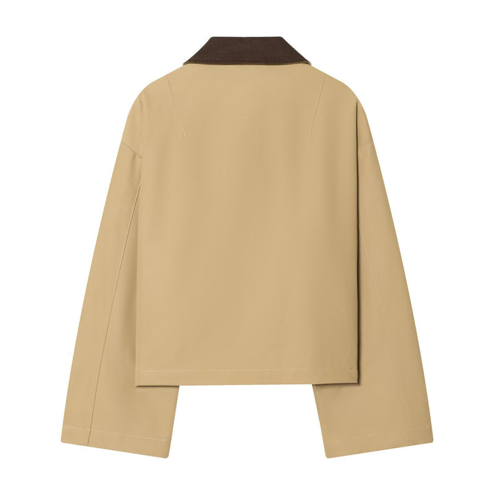 Damen Kurze Oversize-Harringtonjacke mit Kontrastkragen und aufgesetzten Taschen Echo Archiv