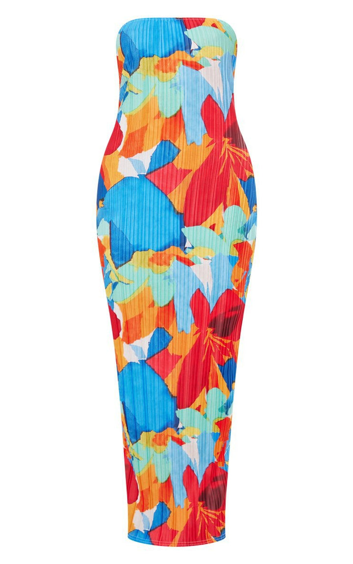 Damen figurbetontes Strapless-Kleid mit floralen Elementen Echo Archiv