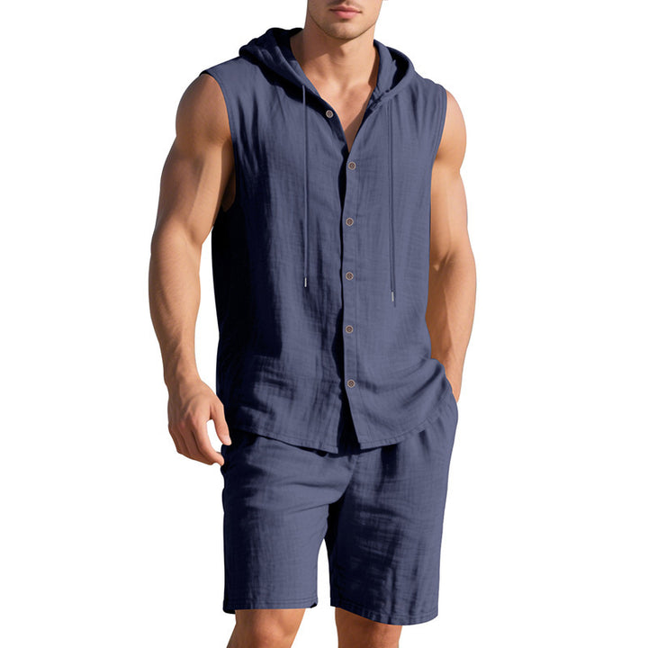 Herren lässiges Kapuzenshirt und Shorts-Set Echoarchiv