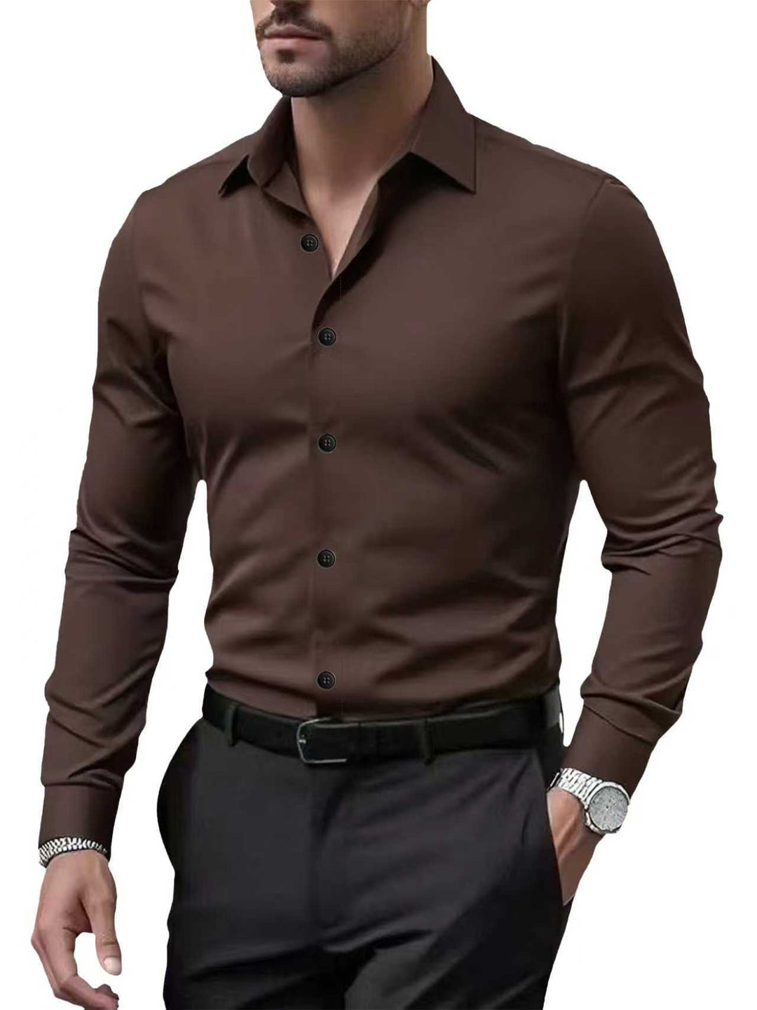 Herren-Businesshemd mit langen Ärmeln, Slim-Fit, Echoarchiv