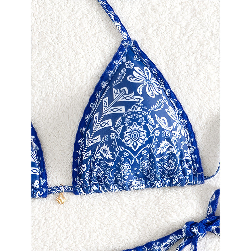 Damen Triangel-Bikini mit verspieltem Bindeband und eleganter Musterung Echo Archiv