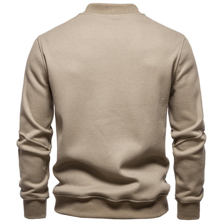 Herren Langarm-Pullover mit Knopfleiste und strukturiertem Gewebe Echoarchiv