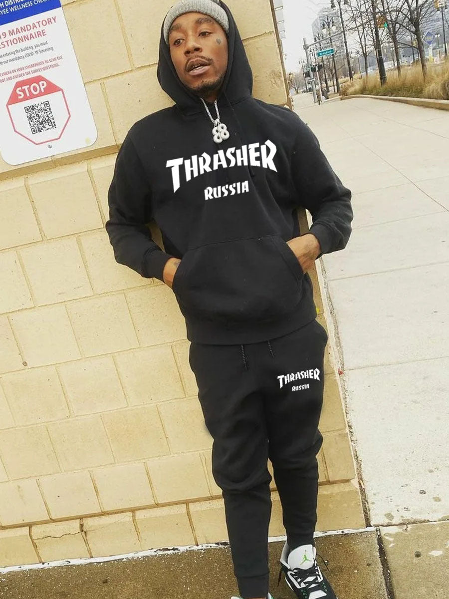 Herren Hoodie und Jogginghose Set mit auffälligem Logo Echoarchiv