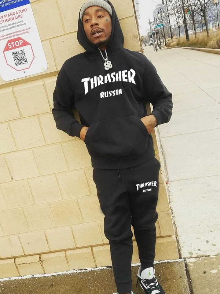 Herren Hoodie und Jogginghose Set mit auffälligem Logo Echoarchiv