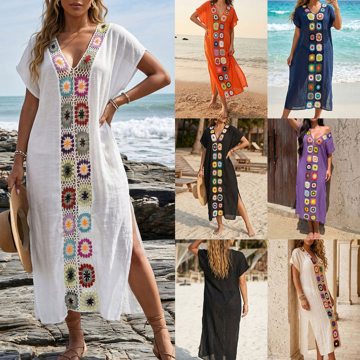 Damen Häkel-Strandkimono mit floralem Patchwork-Design Echo Archiv