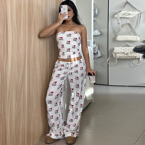 Damen lässige Druckhose mit elastischem Bund Echo Archiv