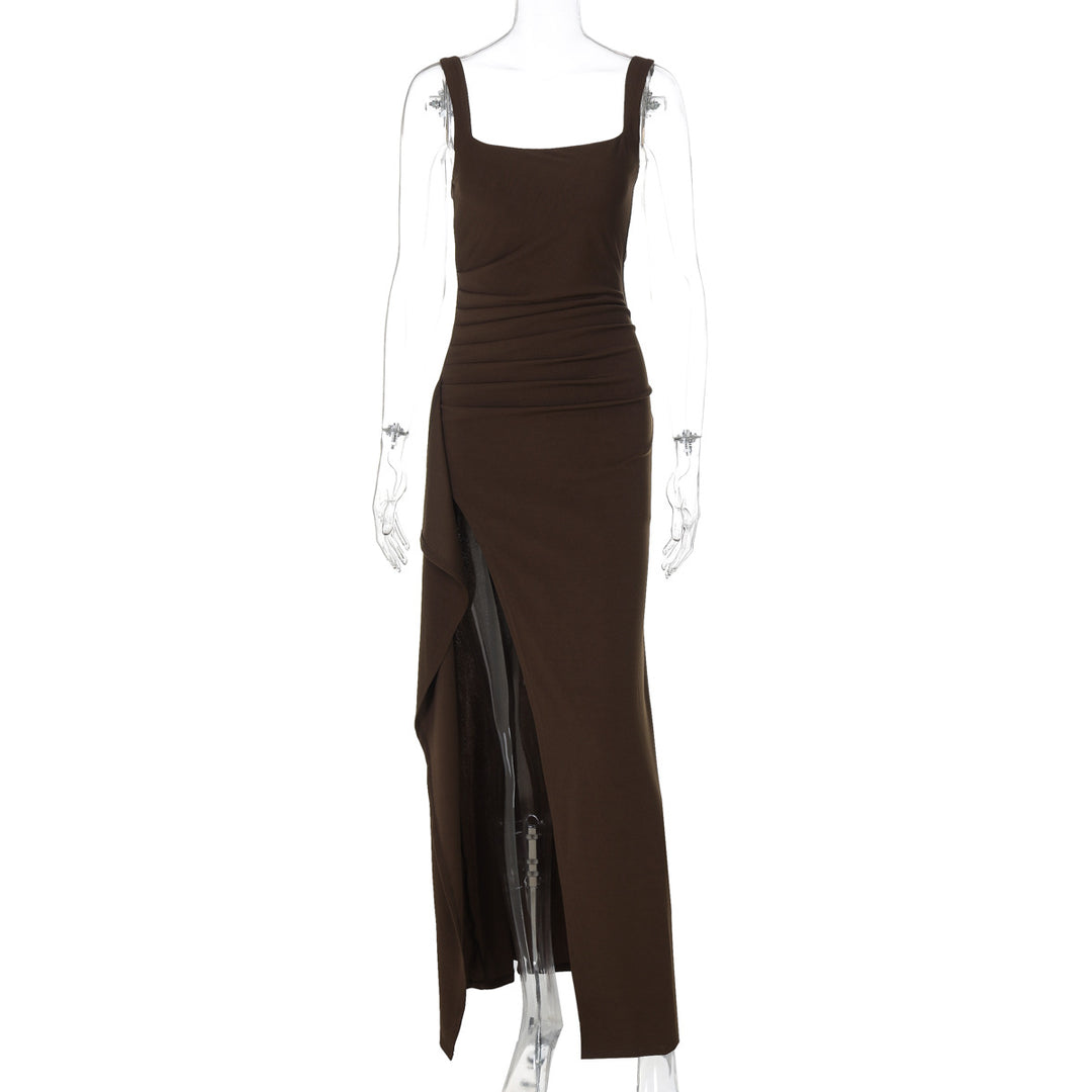 Damen elegantes Maxikleid mit seitlichem Schlitz und Röschendetails Echo Archiv