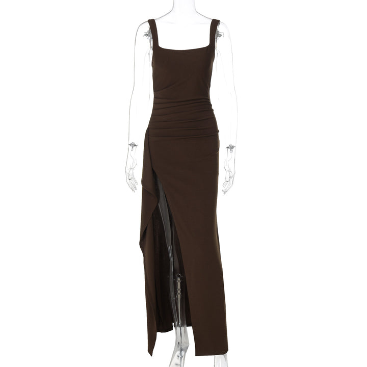 Damen elegantes Maxikleid mit seitlichem Schlitz und Röschendetails Echo Archiv