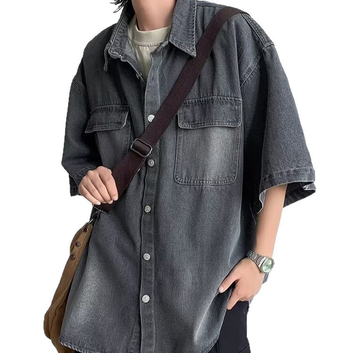 Herren Übergroßes Vintage Denim-Hemd Echoarchiv