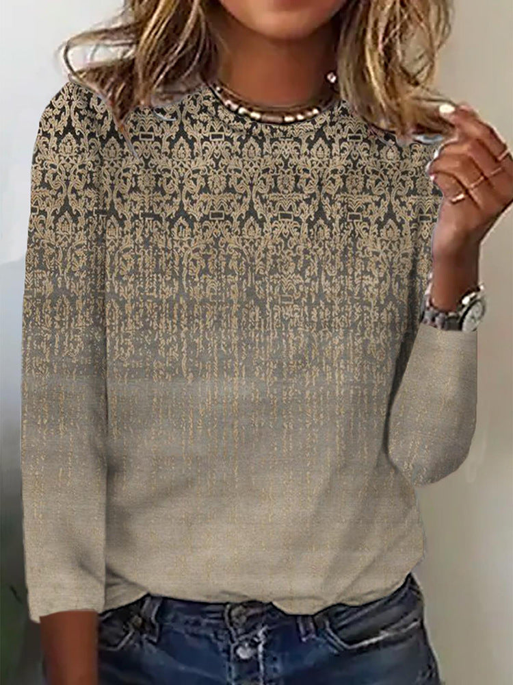 Damen Langärmeliges Oversize-Sweatshirt mit abstraktem Aquarell-Mosaikprint – Avérine