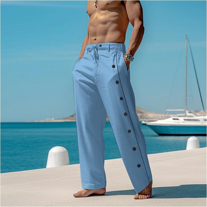 Herren lässige Freizeithose mit Knopfdetails und elastischem Bund Echoarchiv